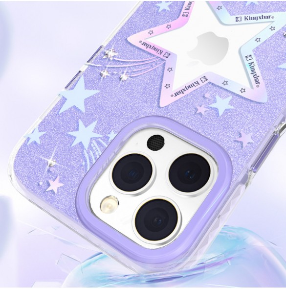 Kingxbar Heart Star Series case for iPhone 14 purple star case