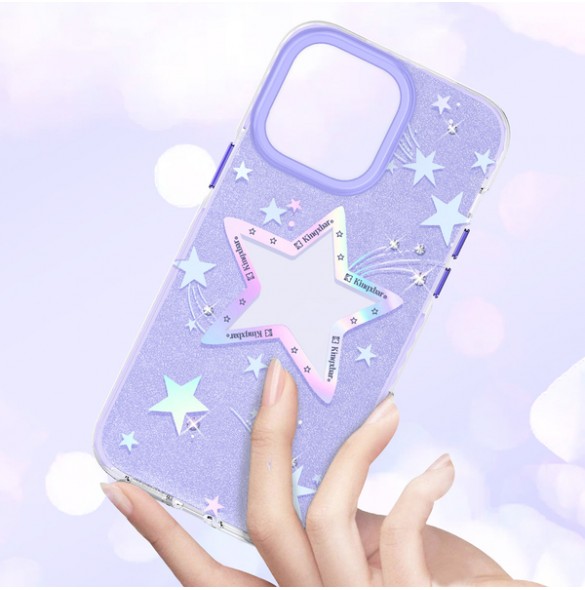 Kingxbar Heart Star Series case for iPhone 14 purple star case