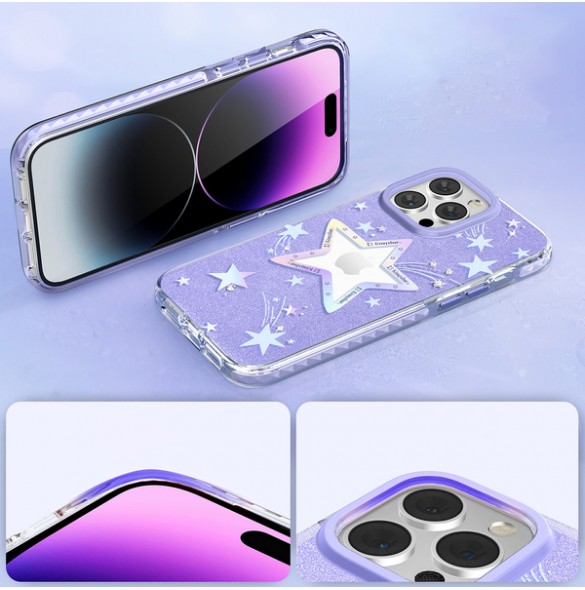 Kingxbar Heart Star Series case for iPhone 14 purple star case