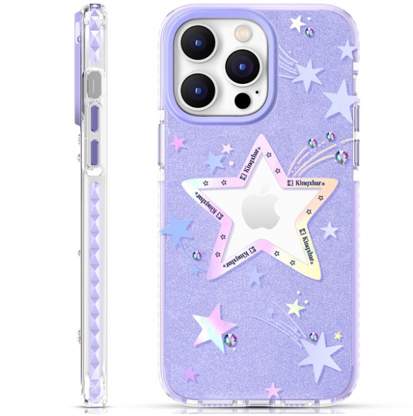 Kingxbar Heart Star Series case for iPhone 14 purple star case