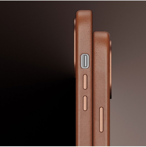 Dux Ducis Naples case for iPhone 14 magnetic leather case MagSafe brown