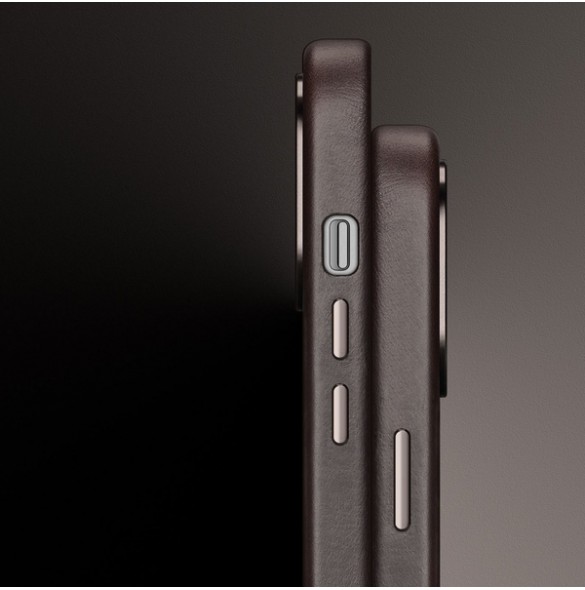 Dux Ducis Naples case for iPhone 14 leather cover dark brown