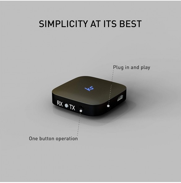 KitSound Bluetooth Wireless Airline Plane Music Transmitter Receiver Adaptor - Svart