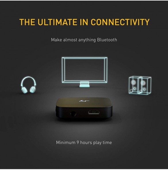 KitSound Bluetooth Wireless Airline Plane Music Transmitter Receiver Adaptor - Svart