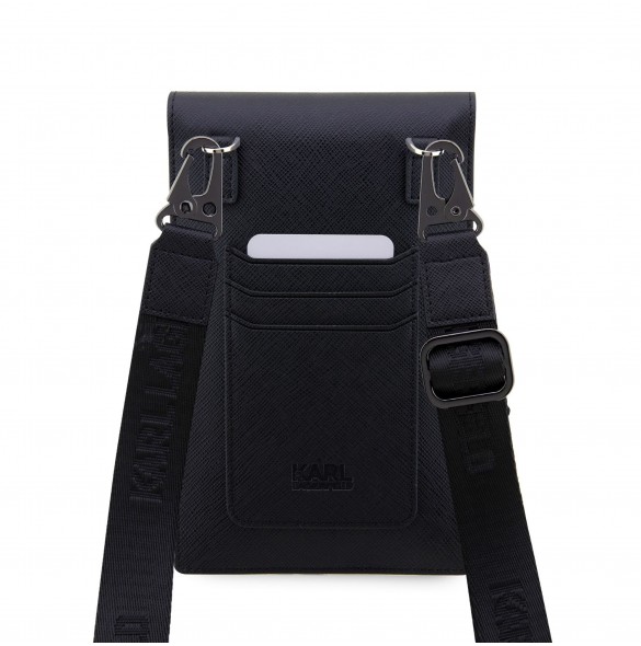 Karl Lagerfeld Saffiano Metal Logo NFT Wallet Phone Bag Black