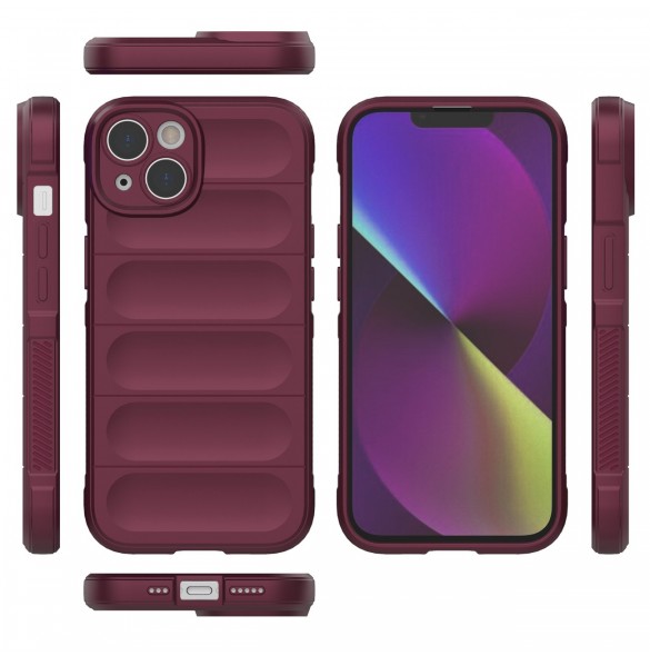Magic Shield Case case for iPhone 14 elastic armored case burgundy