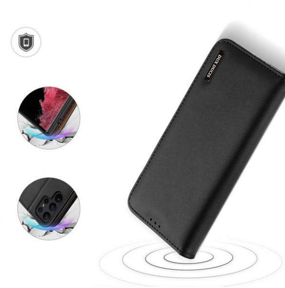 Dux Ducis Hivo case Samsung Galaxy S23 Ultra cover with flip wallet stand RFID blocking black