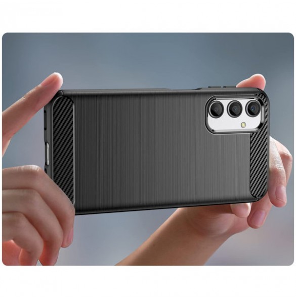 Carbon Case for Samsung Galaxy A24 4G flexible silicone carbon cover black