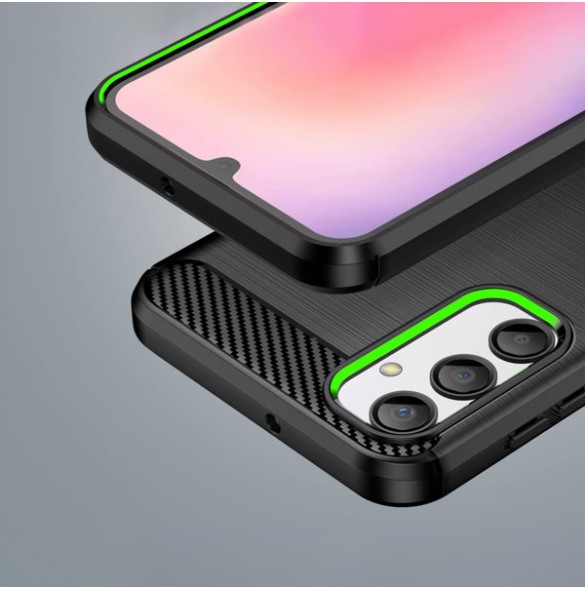 Carbon Case for Samsung Galaxy A24 4G flexible silicone carbon cover black