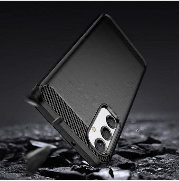 Carbon Case for Samsung Galaxy A24 4G flexible silicone carbon cover black