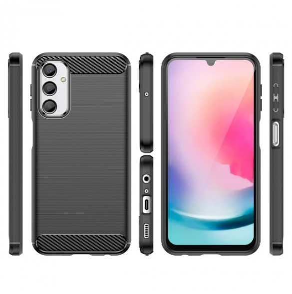 Carbon Case for Samsung Galaxy A24 4G flexible silicone carbon cover black