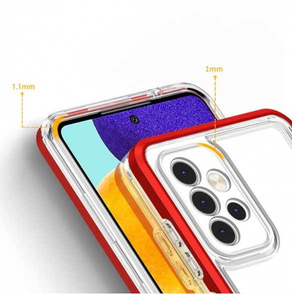 Clear 3in1 case for Samsung Galaxy A14 silicone cover with frame red