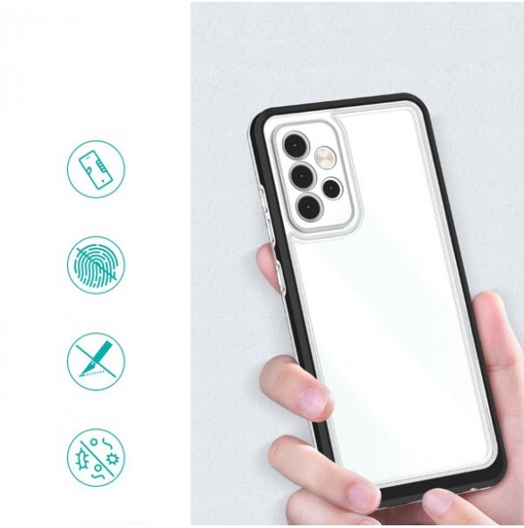 Clear 3in1 case for Samsung Galaxy A14 silicone cover with frame black