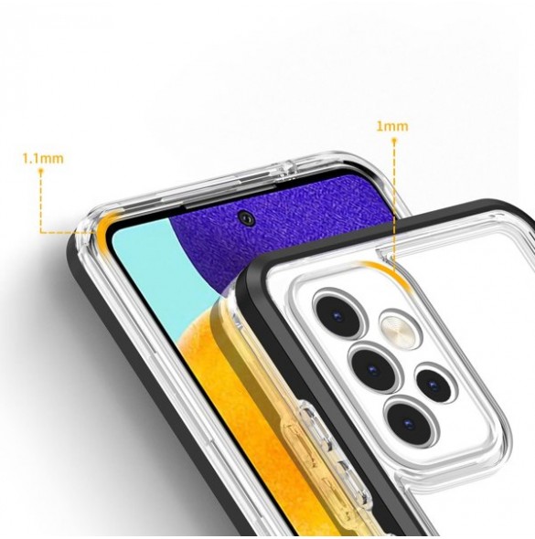 Clear 3in1 case for Samsung Galaxy A14 silicone cover with frame black