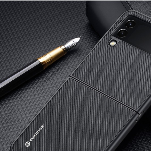 Dux Ducis Fino case is made of nylon material for Samsung Galaxy Z Flip4 black