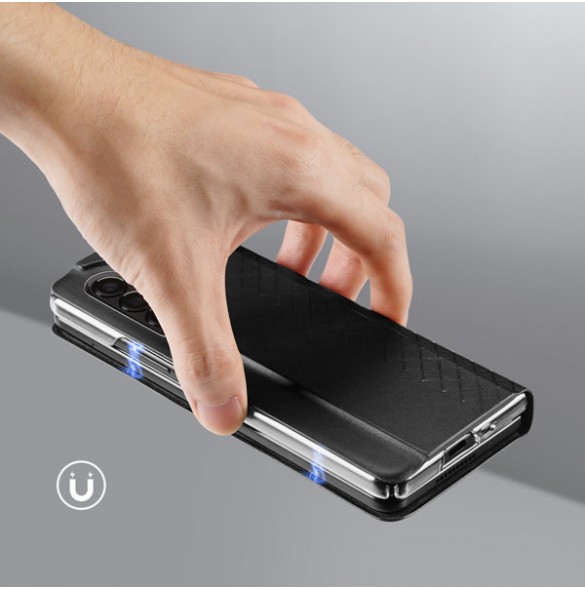 Dux Ducis Bril case for Samsung Galaxy Z Fold4 with a flip wallet stand black
