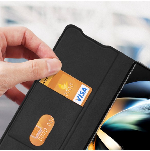 Dux Ducis Bril case for Samsung Galaxy Z Fold4 with a flip wallet stand black