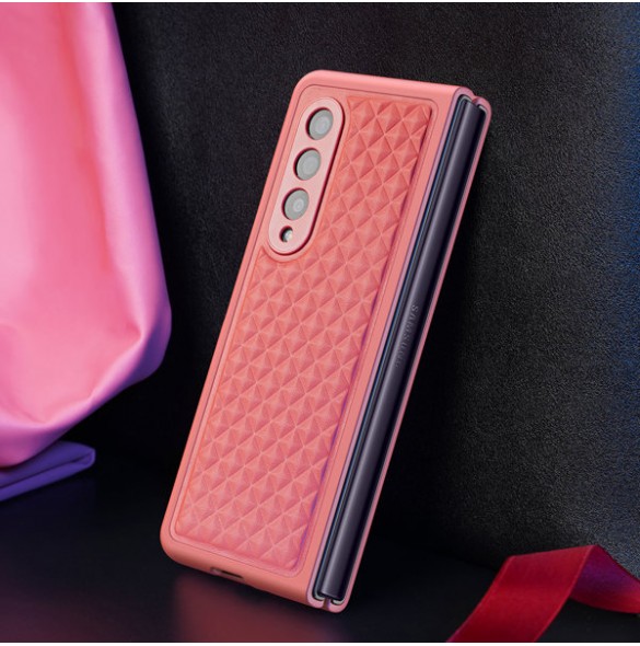 Dux Ducis Venice Leather Case for Samsung Galaxy Z Fold 3 Genuine Leather Cover Red