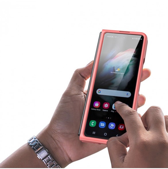 Dux Ducis Venice Leather Case for Samsung Galaxy Z Fold 3 Genuine Leather Cover Red