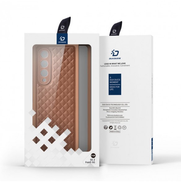 Dux Ducis Venice Leather Case for Samsung Galaxy Z Fold 3 Genuine Leather Cover Brown