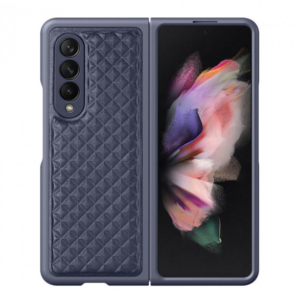 Dux Ducis Venice Leather Case for Samsung Galaxy Z Fold 3 Genuine Leather Cover Blue
