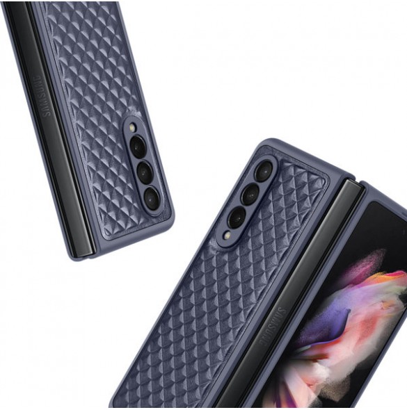 Dux Ducis Venice Leather Case for Samsung Galaxy Z Fold 3 Genuine Leather Cover Blue