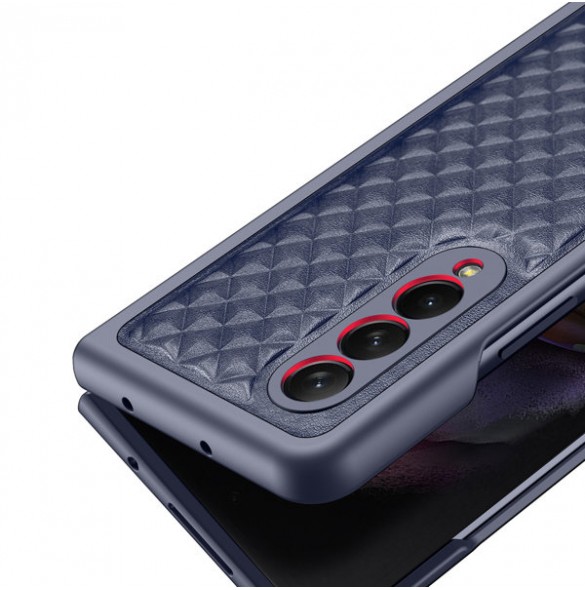 Dux Ducis Venice Leather Case for Samsung Galaxy Z Fold 3 Genuine Leather Cover Blue