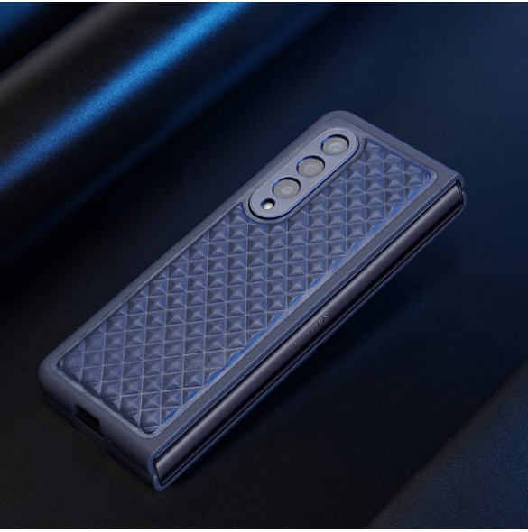 Dux Ducis Venice Leather Case for Samsung Galaxy Z Fold 3 Genuine Leather Cover Blue
