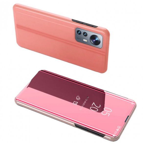 Clear View Case cover for Xiaomi 12 Lite cover with a flip pink