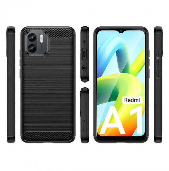 Carbon Case for Xiaomi Redmi A1 flexible silicone carbon cover black