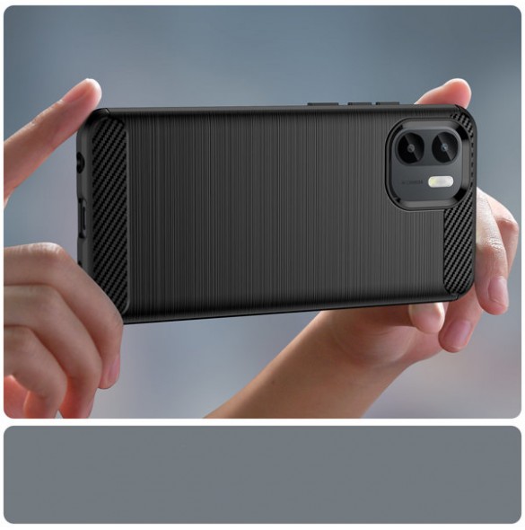 Carbon Case for Xiaomi Redmi A1 flexible silicone carbon cover black