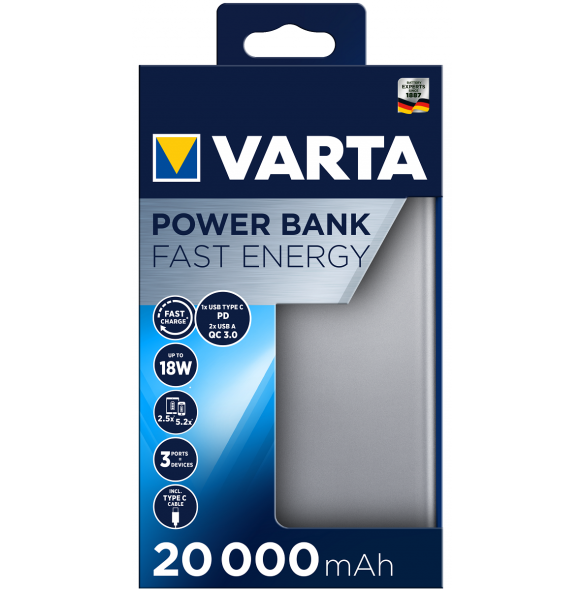 VARTA Powerbank Fast Energy 20000mAh Silver