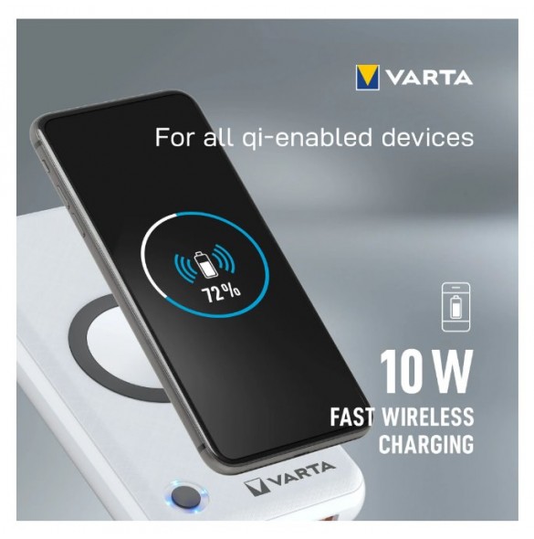 VARTA Portable Wireless Powerbank 20000mAh Silver