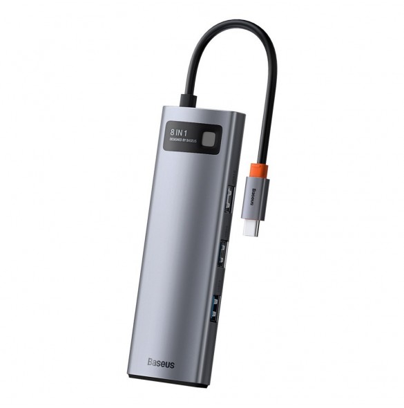 Baseus Metal Gleam 8in1 multifunctional USB Type C HUB - USB Type C Power Delivery Gray
