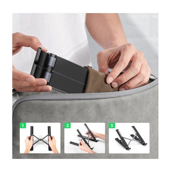 Ugreen X-Kit foldable laptop stand HUB USB Type C - 2x USB 3.2 Gen 1 / HDMI 4K 30 Hz 3D / SD and microSD card reader black