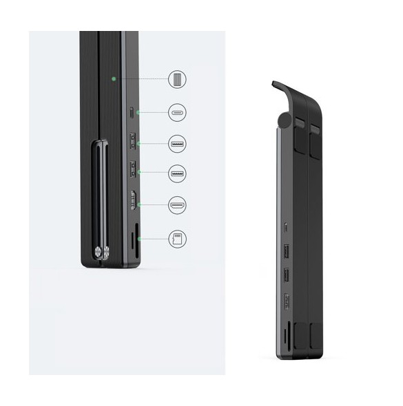 Ugreen X-Kit foldable laptop stand HUB USB Type C - 2x USB 3.2 Gen 1 / HDMI 4K 30 Hz 3D / SD and microSD card reader black
