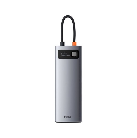 Baseus Metal Gleam 9in1 multifunctional USB Type C HUB - 3x USB 3.2 Gen 1 5Gbps RJ45 1Gbps gray