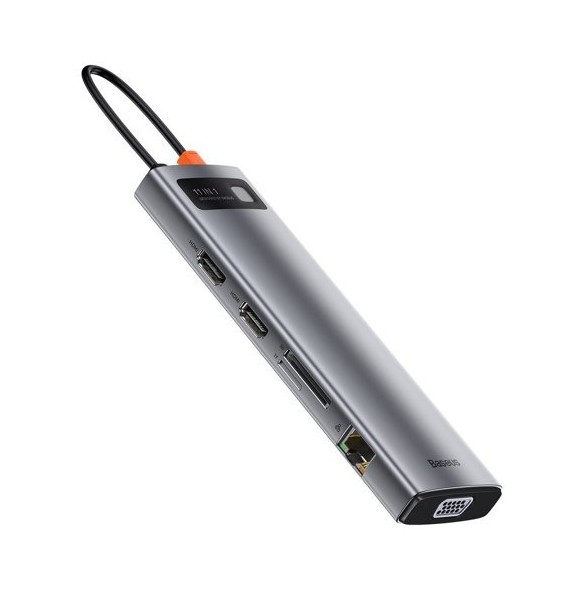 Baseus Metal Gleam 11in1 multifunctional USB Type C HUB - 3x USB 3.2 Gen 1 5Gbps gray