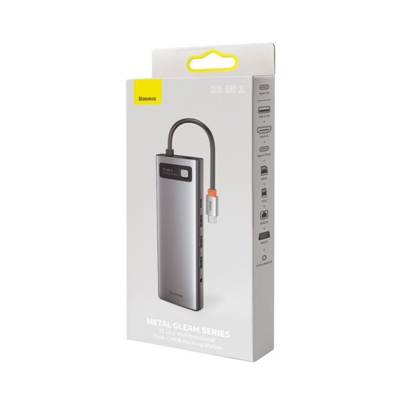 Baseus Metal Gleam 11in1 multifunctional USB Type C HUB - 3x USB 3.2 Gen 1 5Gbps gray