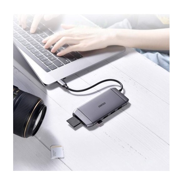 Choetech 9in1 multifunctional USB Type C HUB - 3x USB 3.2 Gen 1 gray