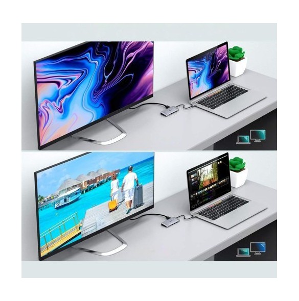 Choetech 9in1 multifunctional USB Type C HUB - 3x USB 3.2 Gen 1 gray