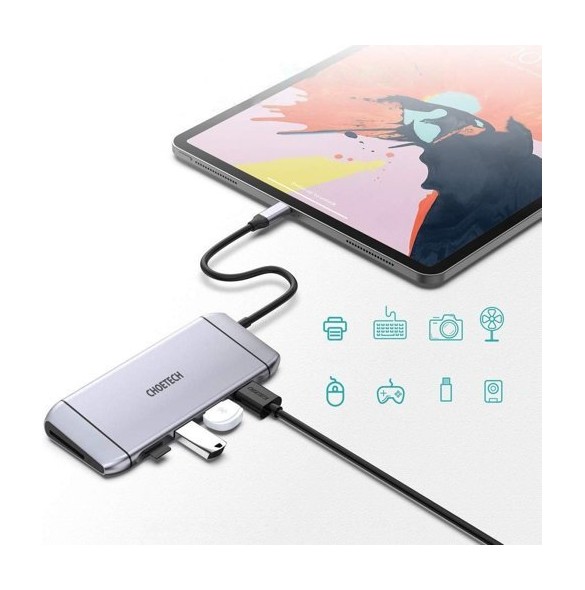Choetech 9in1 multifunctional USB Type C HUB - 3x USB 3.2 Gen 1 gray