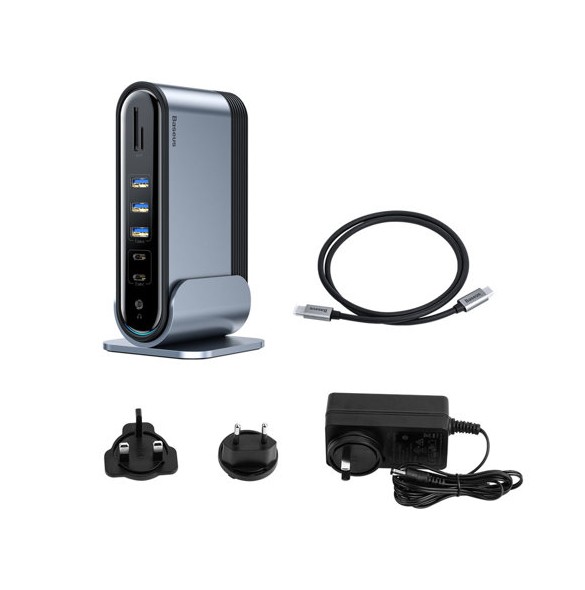 Baseus multifunctional HUB 3x USB 3.2 Gen 1 (EU / CN / UK plugs) gray (CAHUB-DG0G)