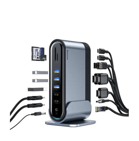 Baseus multifunctional HUB 3x USB 3.2 Gen 1 (EU / CN / UK plugs) gray (CAHUB-DG0G)