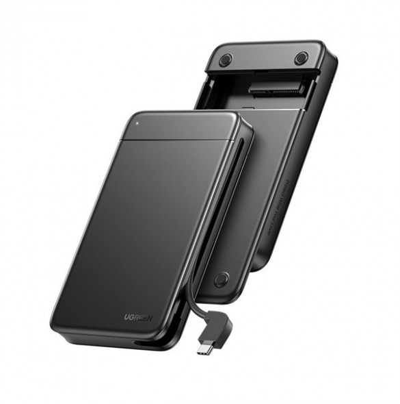 Ugreen pocket SSD / HDD enclosure 2.5'' SATA built-in USB-C cable black (CM352)