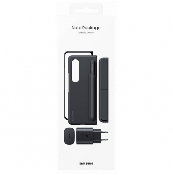 EF-OF93KKBE Samsung Leather Flip Cover Travel Adapter pro Galaxy Z Fold 4 - Svart