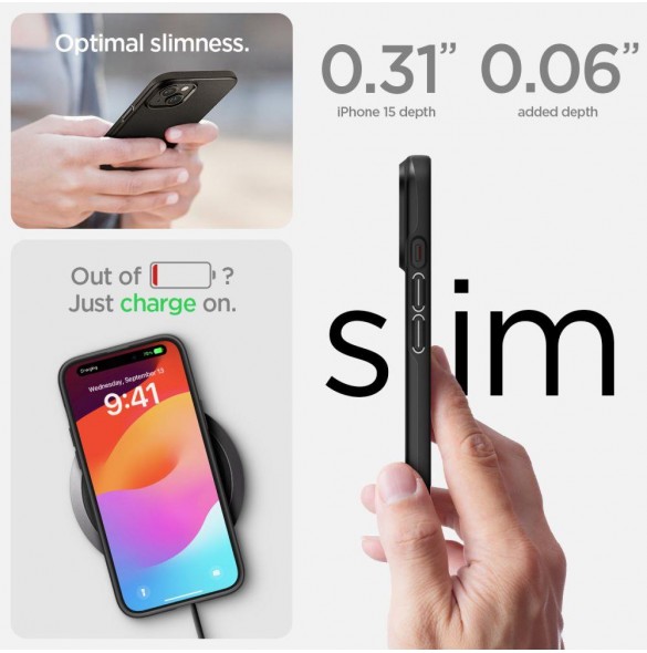 iPhone 15 cover, vaska, Spigen