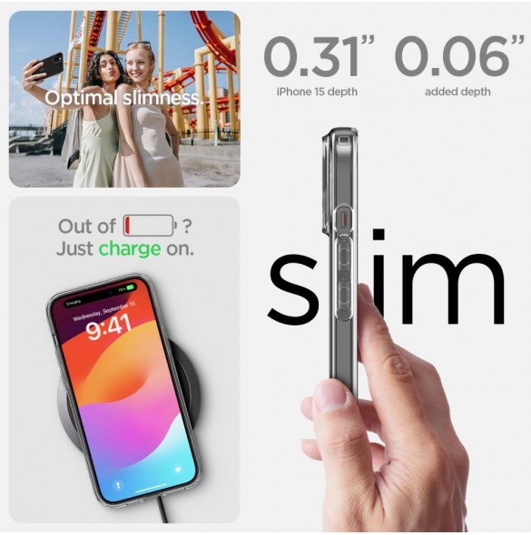 iPhone 15 cover, vaska, Spigen