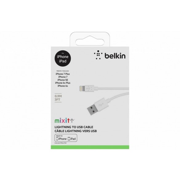 Belkin F8J023BT03-WHT MIXIT Lightning-kabel för Apple iPad-iPhone-iPod - Vit