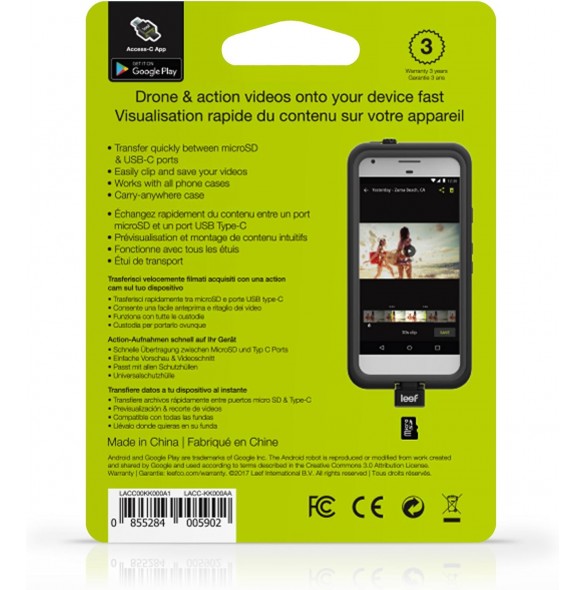 Leef LACC 00KK000 A1 "Access C USB MicroSD-kortläsare Svart